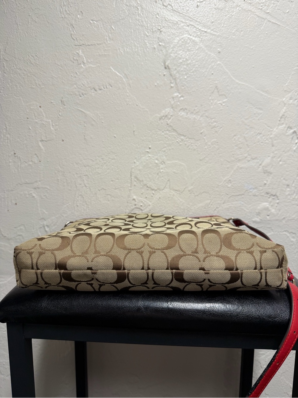 Coach Signature Canvas File Crossbody Bag in Khaki/Classic Red, model F36378 - Picture 11 of 13